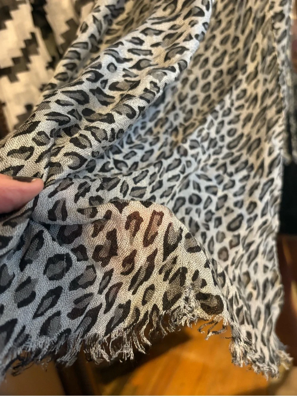 Bundle Neutral Geometric & Leopard Print Scarves - Black, White and Gray